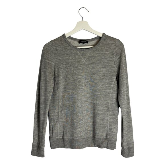 A.P.C. Basic Gray Cotton Blend Crew Neck Sweatshirt Size XS Minimalist French - Picture 1 of 9
